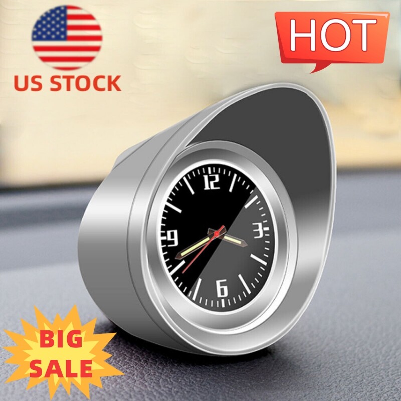 Silver Clock Luminous Pointer Round Display For Car/RV/Truck Interior Dash US