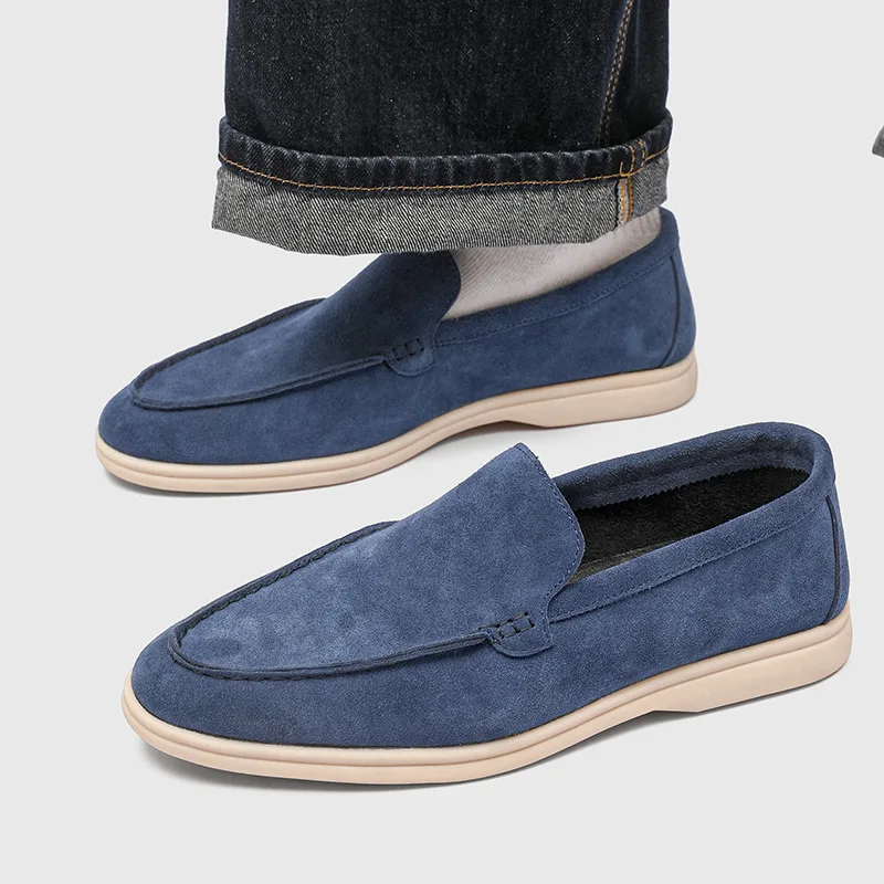 Men's Genuine Suede Leather Loafers Moccasins Slip On Casual Driving Shoes
