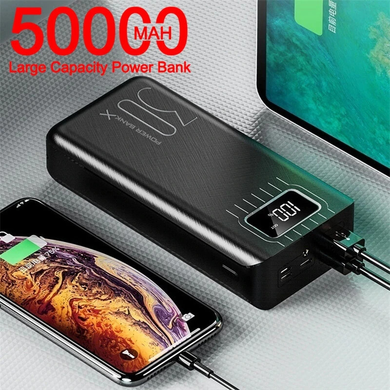 PowerBank 50000mAh Large-Capacity Outdoor Travel LCD Digital Display LED Lightin