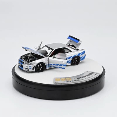 1/64 PGM One model Nissan Nissan GTR R34 Z Tune Wyspy Silver Blue Fully Open R