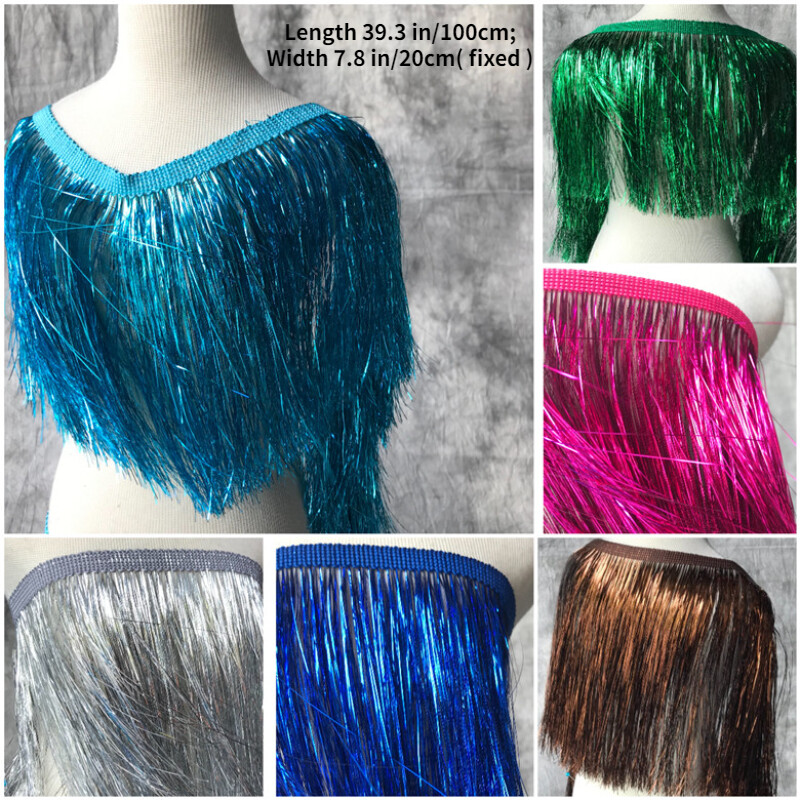7.8 in/20cm Width Shiny Tassel Fringe Trim Sewing Craft Latin Costume Edge
