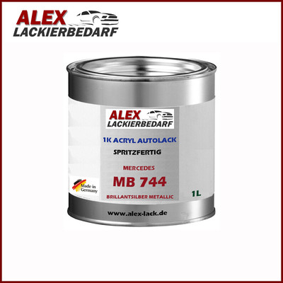 Autolack Mercedes MB 744 Brillantsilber Metallic 1 Liter Spritzfertig Basislack