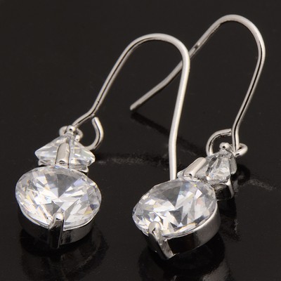 deluxe white gf/925 sterling silver clear cz dangle earrings a5