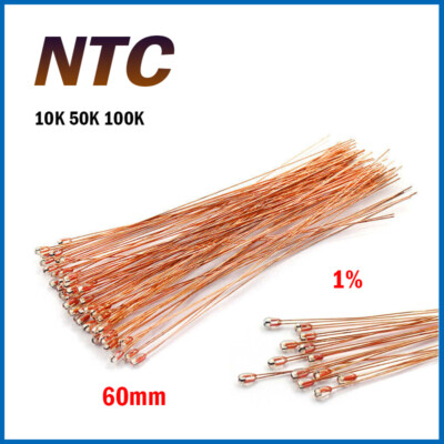 NTC Thermistor Temperature Sensor Glass Sealed MF51-10K 50K 100K 1% 60mm