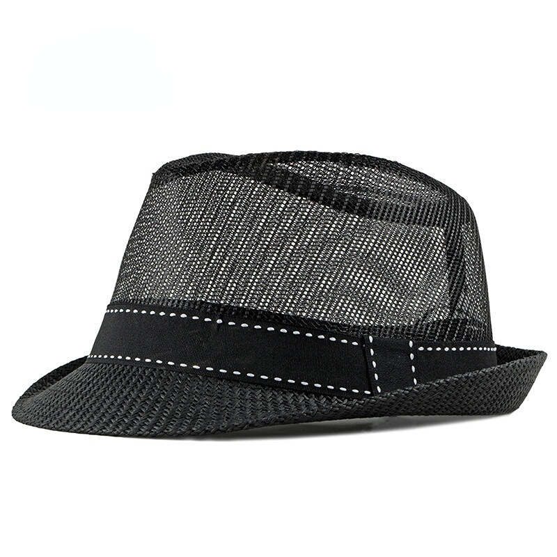 Uomo Donna Velato a Rete Cappello di Feltro Fedora Tesa Stretta Panama Jazz Mare