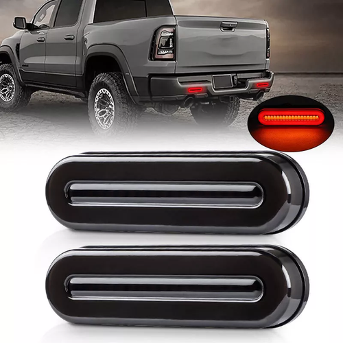 2x Red+Amber Oval 5" LED Truck Trailer Stop Turn Tail Brake Lights Flowing DRL