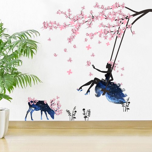 Details About Living Room Diy Waterproof Pvc Flower Fairy Swing Wall Decal Mural Sticker Gift
