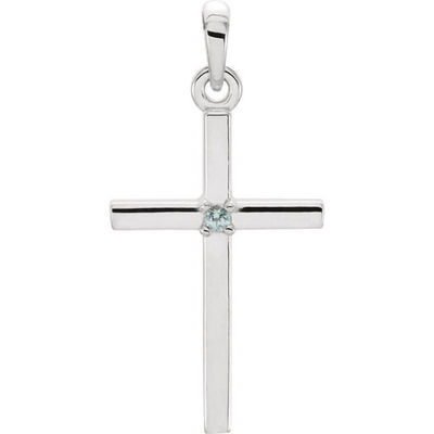 JADiamonds Blue Zircon Cross Pendant In Platinum