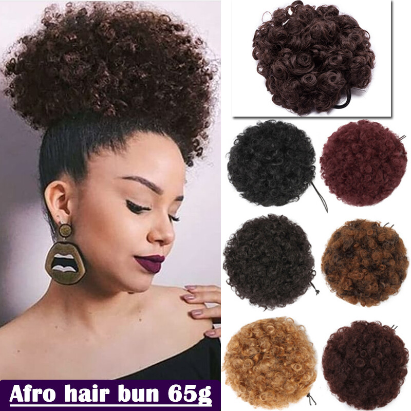 Afro Ponytail Puff Drawstring Wrap Synthetic Short Curly Hair Bun