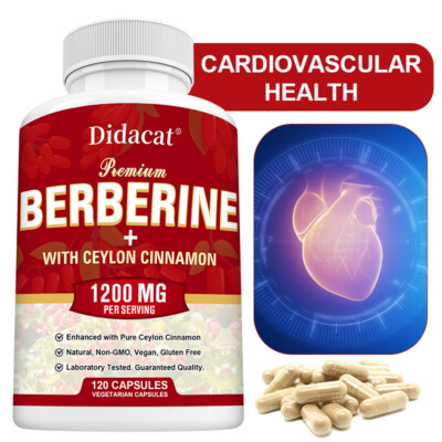 Premium Berberine HCl 1200mg with Ceylon Cinnamon - Healthy Cholesterol, Immune