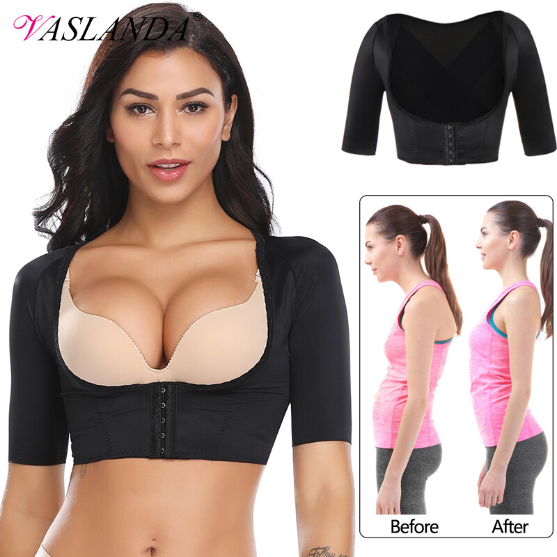 US Women Upper Arm Shaper Sleeves Posture Corrector Tops Compression Arm Trimmer
