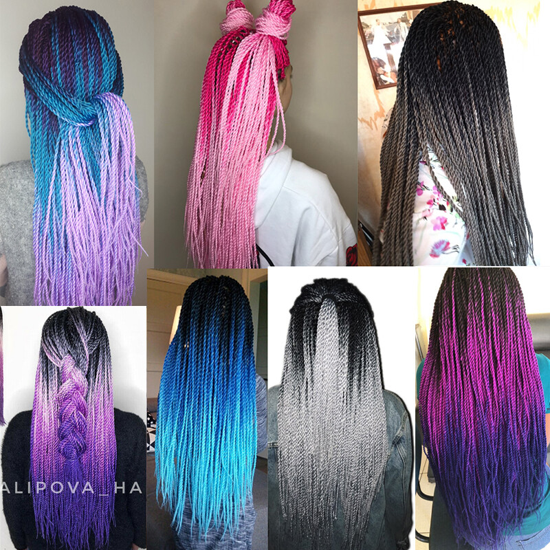 24 Inch Senegalese Twist Havana Braids Hair Extensions Afro Braiding Grey Ombre