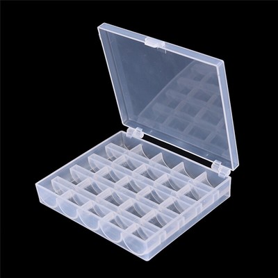 25 Cell Empty Bobbins Spools Box Sewing Machine Bobbin Case Organizer Storage