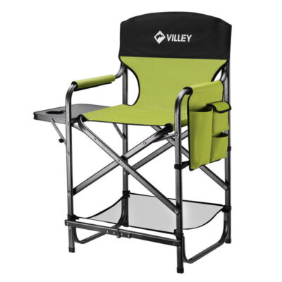 VILLEY Tall Director Chair Folding Camping Chair w/Foot Rest 900D Fabric 350 LBS