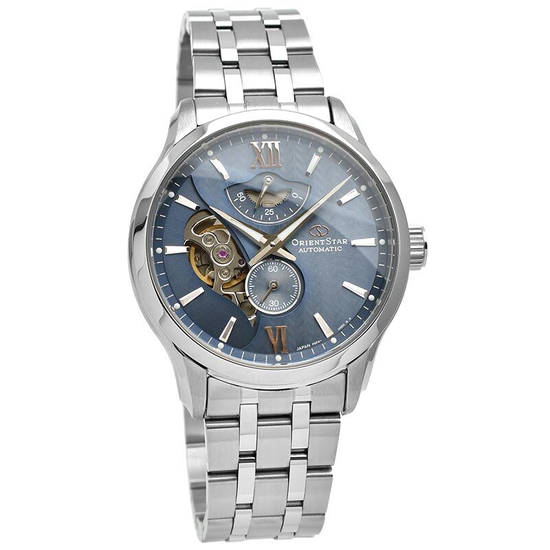 Pre-owned Orient Star Rk-av0b08l Layered Skeleton Mechanical Automatic Watch Blue 41mm