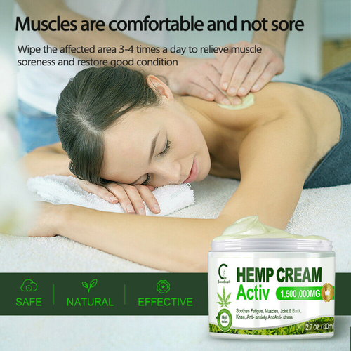 Hemp Pain Relief Cream 1,500,000mg For Massage to Relieve Back/Neck/Joint Pain~