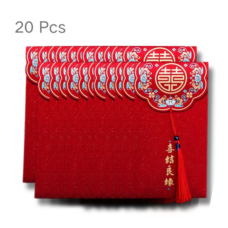 20pcs Red Envelopes Wedding Decoration Lucky Pocket for Holding Cards Cash