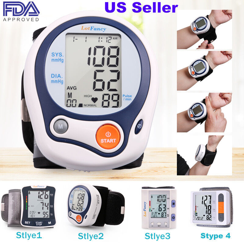 Automatic Wrist Blood Pressure Monitor Bp Cuff Heart Rate Tester Meter Machine