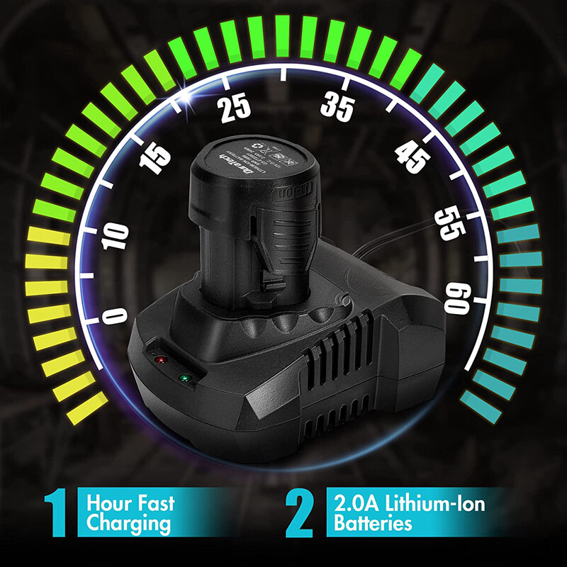 DURATECH 48 Ft-lbs 3/8" Electric Cordless Ratchet Wrench Set 2 Pack 2A Batteries