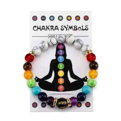 New 7 Chakra Bracelet Reiki Healing Double Rainbow