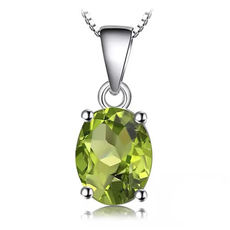 Majesty Diamonds MDS210130 2.2 CT Oval Green Peridot Solitaire Pendant Necklace with Chain in 0.925 White Sterling Silver