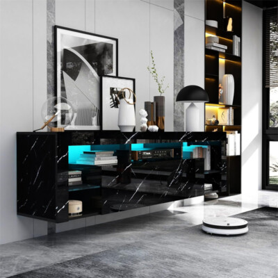 Wall Mounted, High Gloss Led Entertainment Center  For 65" T