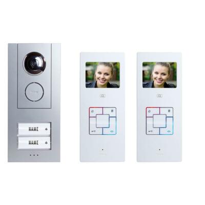 m-e Video-Türsprechanlage Set ALU 3,5" für 1 & 2-Familienhaus Farbe: silber