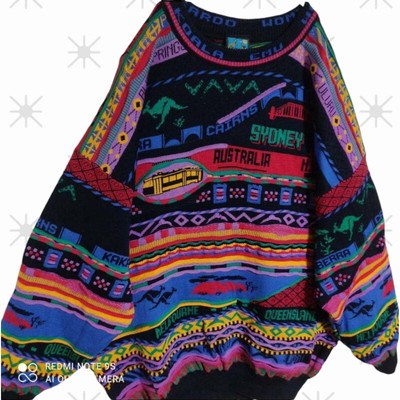 Emaroo 3D Knit Colorful Sweater Koozie Kangaroo Wool Winter Long Sleeve Used
