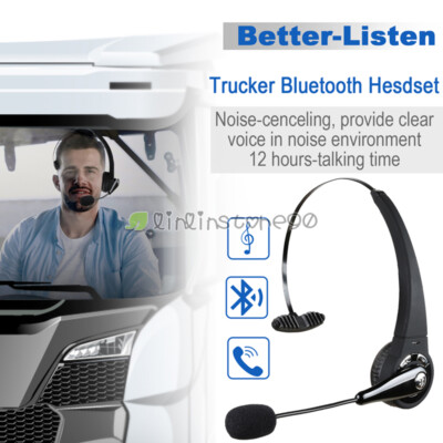 Trucker Bluetooth 5.2 Wireless Headset With Noise Cancelling Mic For Phones PC