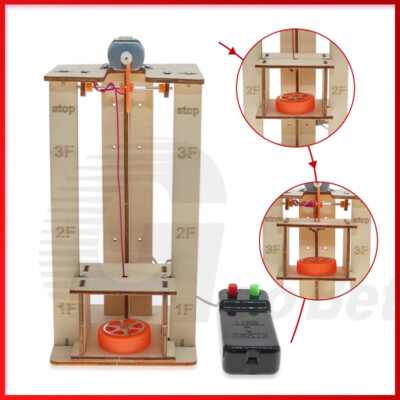 Remote Control Third Floor Lift Model Toy DIY Kits Kid Educational Self Assembly