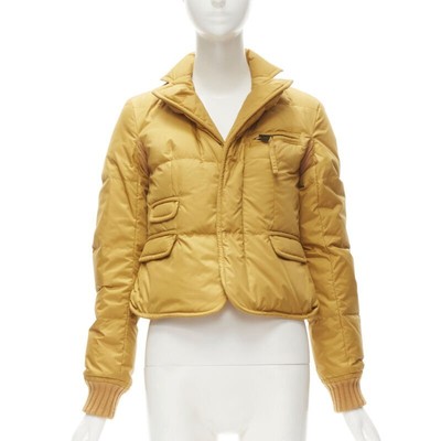 DSQUARED2 mustard white goose down padded 3-pocket blazer jacket IT38 XS