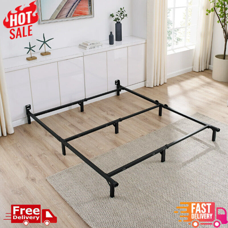 W/heavy Duty Steel Slats Durable Twin Queen Black