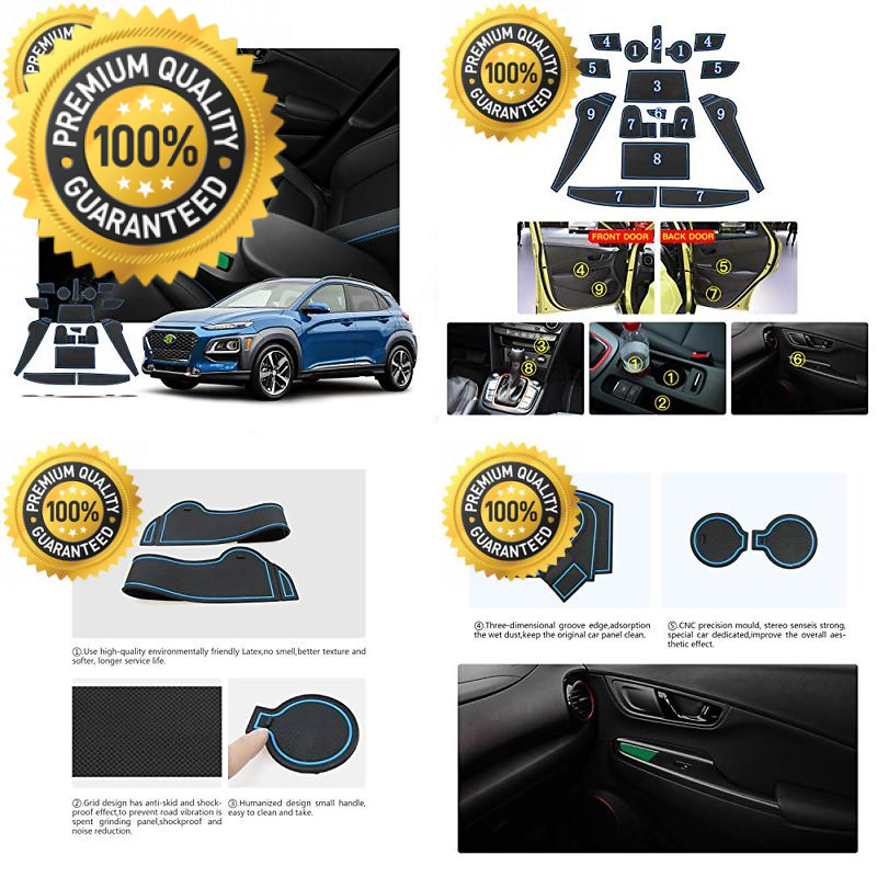 RUIYA Non-Slip Car Interior Door Cup Arm Box Storage Mat Pad for 2018 BLUE