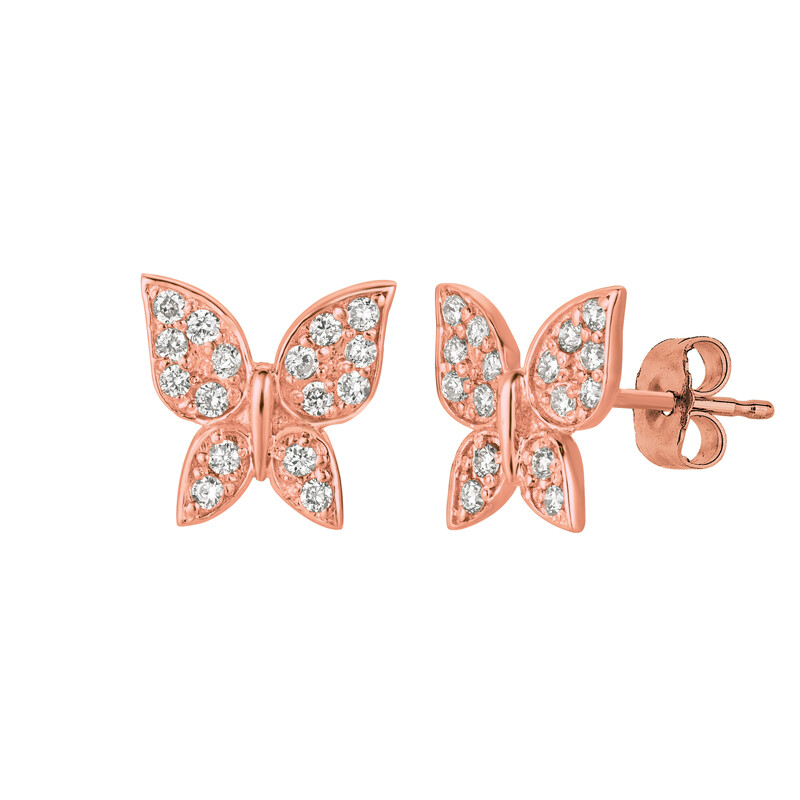 Pre-owned Morris 0.30 Carat Natural Diamond Butterfly Earrings Si 14k Rose Gold