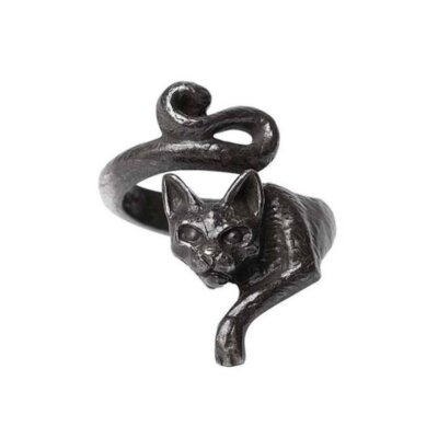 Alchemy Gothic Le Chat Noir Pewter Cat Ring   Local Stock   Gothic