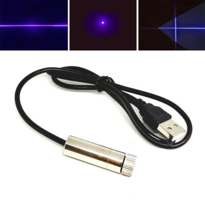 50mW 405nm Dot/Line/Cross Focusable Laser Diode Module Violet/Blue Light w/USB