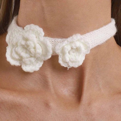 Elegante Baumwoll-Strickblumen-Choker Kette Vintage Party Geschenk Für Frauen