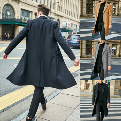 Trench coat homme revers hiver veste longue manteau v tements de