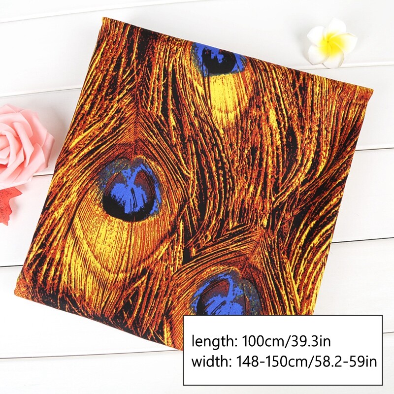 Ethnic Peacock Feather Pattern Fabric Cloth Craft Costume Dress Bags DIY 1M