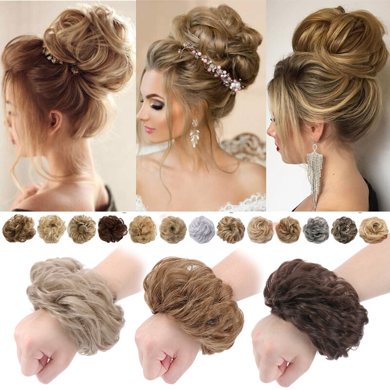 Messy Bun Chic Hair Piece Scrunchie THICK Natural Hair Extensions Curly as Real