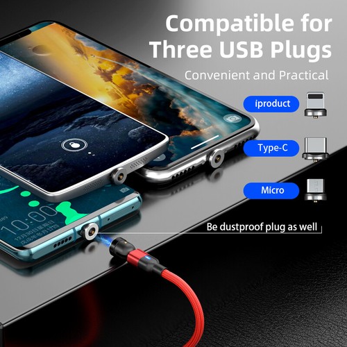 180°+360° Rotate Magnetic Charger Cable Phone Fast Charging Type C Micro USB IOS