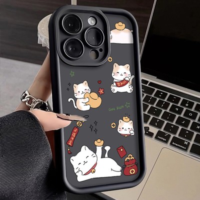 For OPPO VIVO Infinix Tecno Hot Cute Lucky Cat Back Case ShockProof Phone Cover