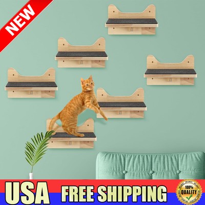 Cat Wall Steps Shelf Shelves Wood Cat Climbing Shelves Wall Bed Cat Stair 6 Pack