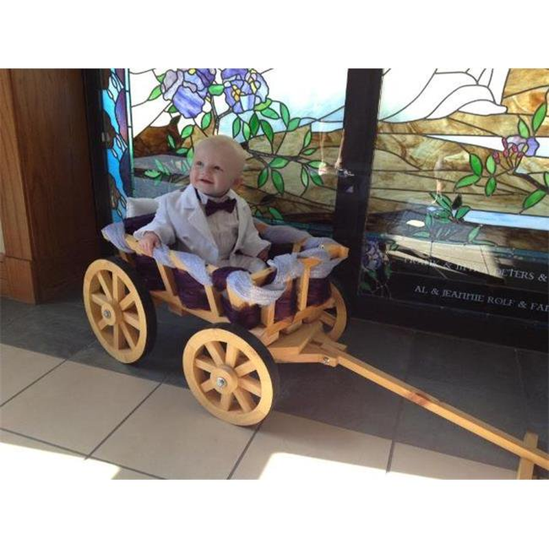Small Flower Girl Pumpkin Wagon, Unfinished
