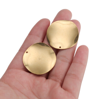 10Pcs Raw Brass Uneven Round Circle Charms Pendants 30mm DIY Jewellry Findings