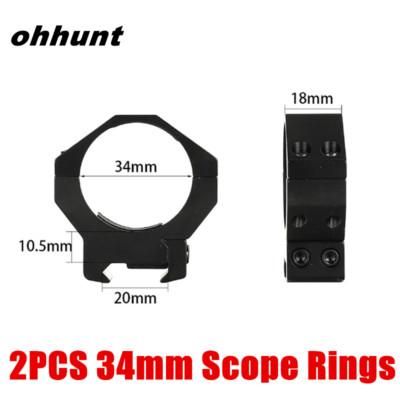 Ohhunt 2pcs 34mm Low Profile Rifle Scope Rings Mounts Fit 20mm Picatinny Rail