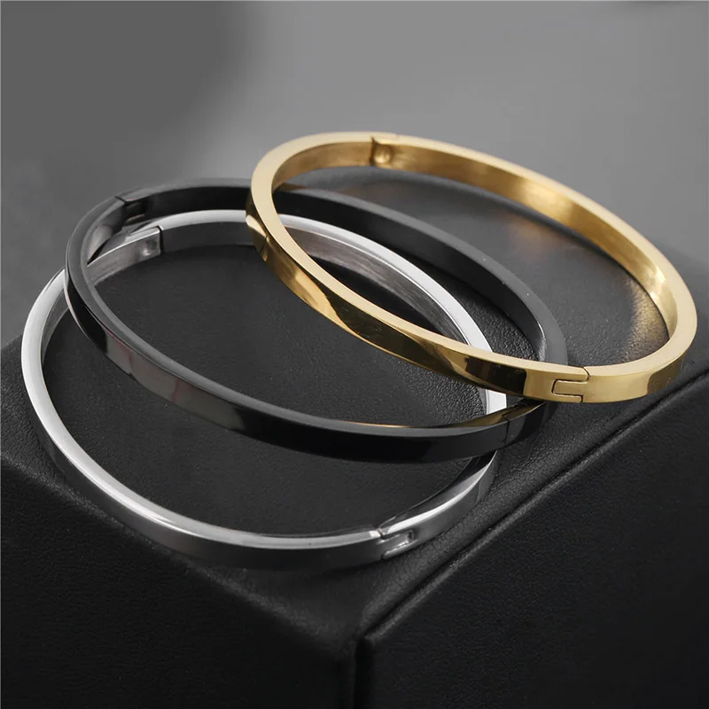 Bangle 4/6/8Mm Width Stainless Steel Bracelet GF Gift Accessories Luxury Jewelry
