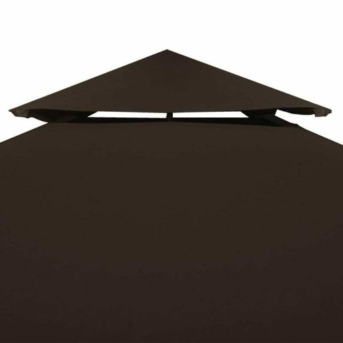 3 x 3 M 2 Tier Outdoor Gazebo Top Tent Cover Sunshade Canopy Replacement Brown