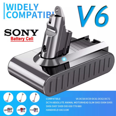 FOR DYSON V6 6000MAH BATTERY ANIMAL DC58, DC59 DC62 SV03 SV05 SV06, Absolute NEW