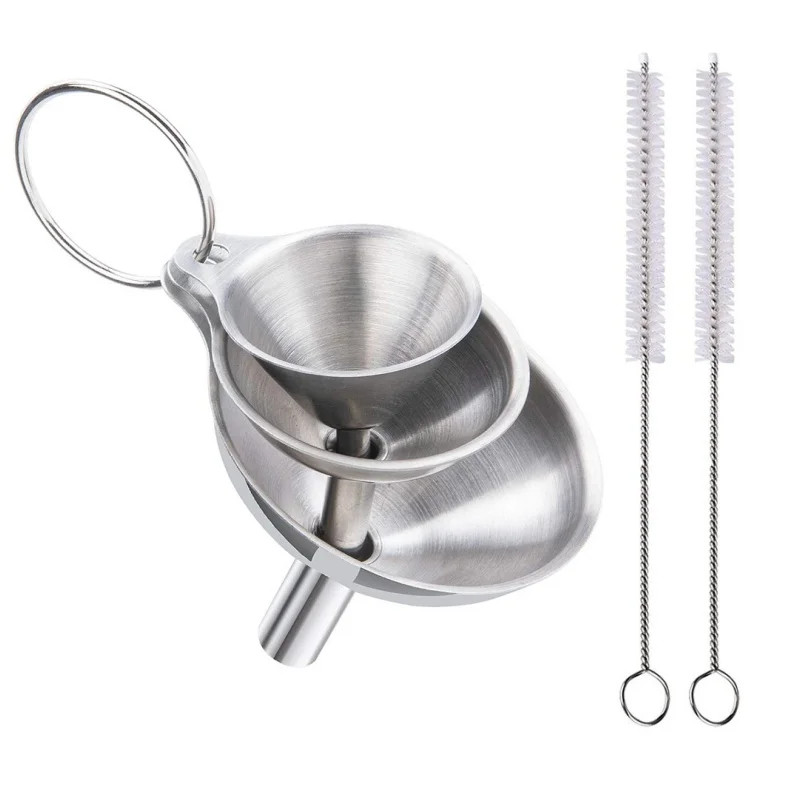 3/5 Pcs Stainless Steel Kitchen Funnels Set Food Grade Metal Funnels for Filling